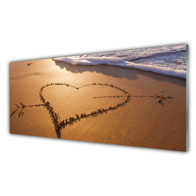 Obraz na skle Pláž srdce more umenie