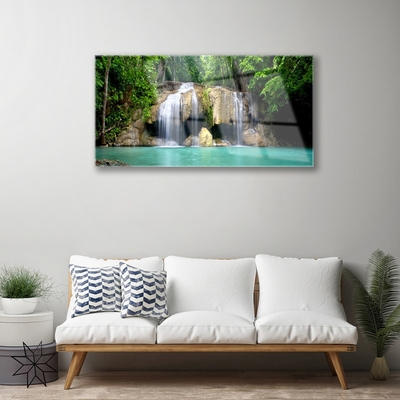 Obraz na skle Vodopád strom príroda