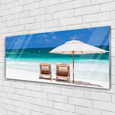 Obraz na skle Pláž dáždnik krajina