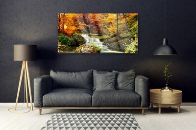 Obraz na skle Vodopád les príroda