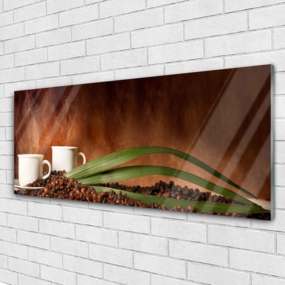 Obraz na skle Šálky káva zrnká kuchyňa