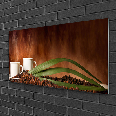Obraz na skle Šálky káva zrnká kuchyňa