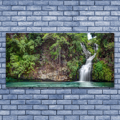 Obraz na skle Vodopád skala príroda