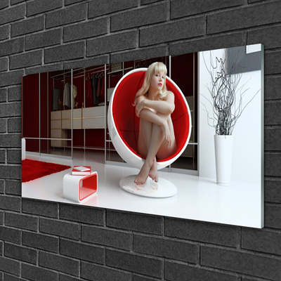 Obraz na skle Izba nahá žena