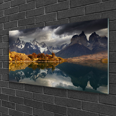 Obraz na skle Hora jazero príroda