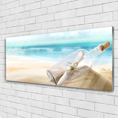 Obraz na skle Pláž fľaša list umenie