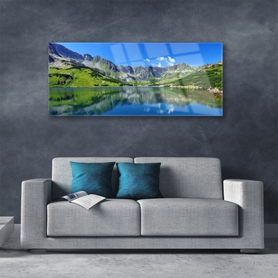 Skleneny obraz Hora jazero príroda