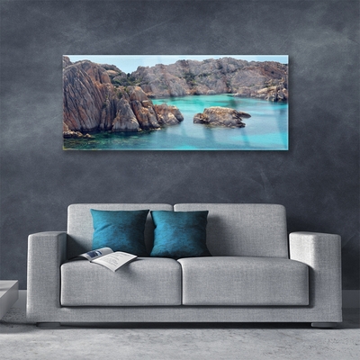 Skleneny obraz Záliv skaly more krajina