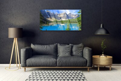 Skleneny obraz Jazero hora les príroda
