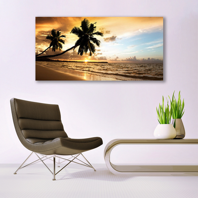 Skleneny obraz Palma stromy pláž krajina