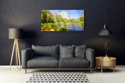 Skleneny obraz Jazero hora les príroda