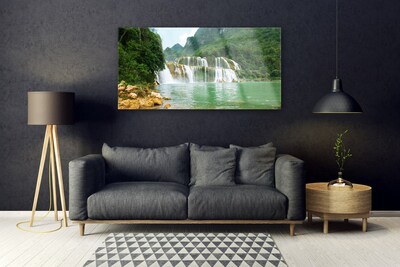 Skleneny obraz Les vodopád príroda