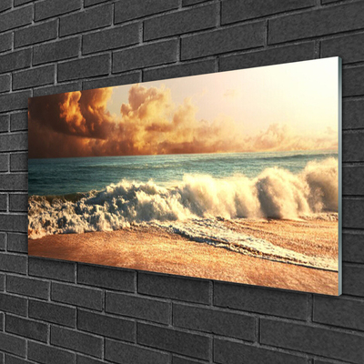 Skleneny obraz Oceán pláž vlny krajina