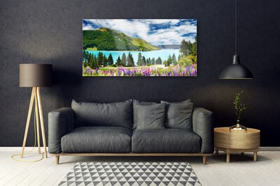 Skleneny obraz Hora les jazero príroda