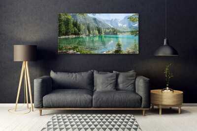 Skleneny obraz Hory jazero les príroda