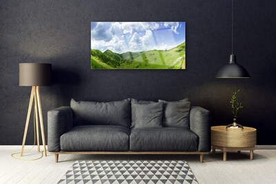 Skleneny obraz Hora lúka príroda