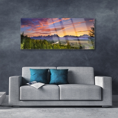 Skleneny obraz Hora les slnko príroda