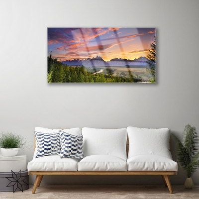 Skleneny obraz Hora les slnko príroda
