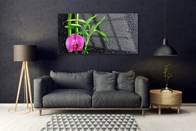 Skleneny obraz Bambus kvet kvapky