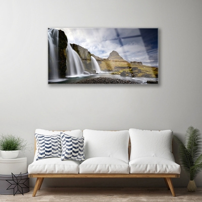 Skleneny obraz Vodopád hory príroda
