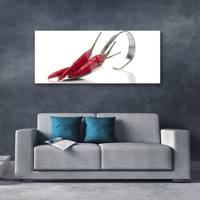 Skleneny obraz Chilli lyžica kuchyňa