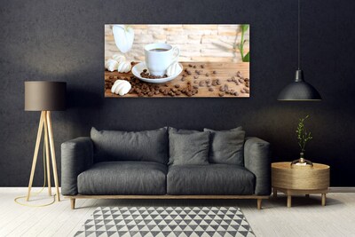 Skleneny obraz Hrnček káva zrnká kuchyňa