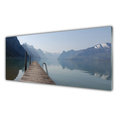 Skleneny obraz Mólo jazero hory príroda