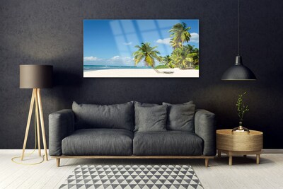 Skleneny obraz Pláž palma more krajina
