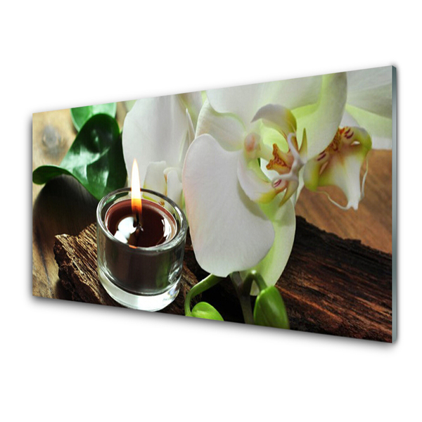 Skleneny obraz Orchidea sviece do kúpeľov