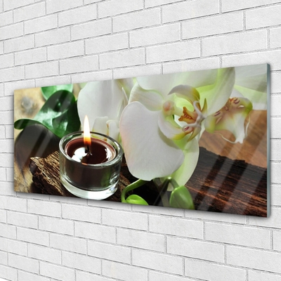 Skleneny obraz Orchidea sviece do kúpeľov