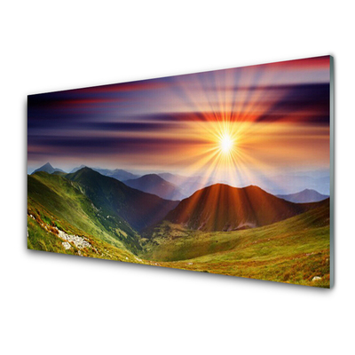 Skleneny obraz Hory západ slnka príroda
