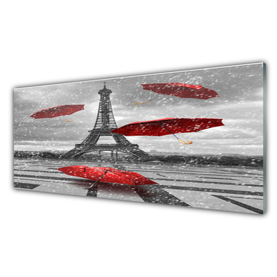 Skleneny obraz Eiffelova veža paríž dáždnik