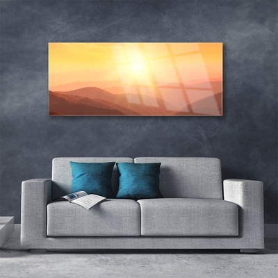Skleneny obraz Slnko hory príroda