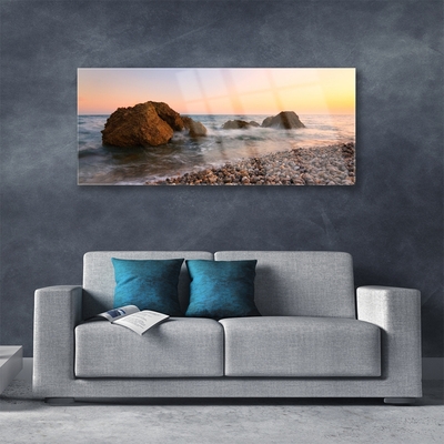 Skleneny obraz Pobrežie more vlny skaly