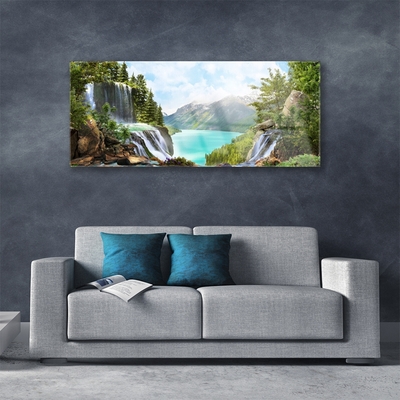 Skleneny obraz Záliv vodopád hory