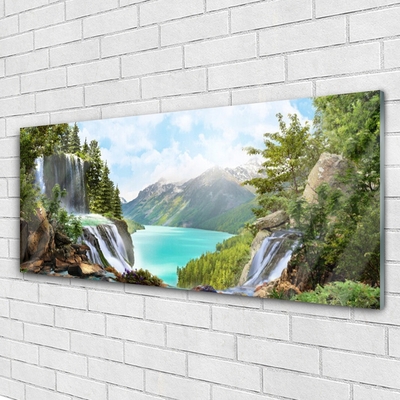 Skleneny obraz Záliv vodopád hory