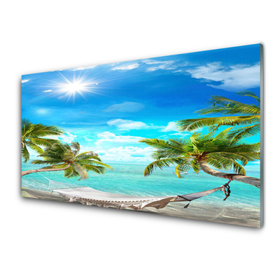 Skleneny obraz Tropické palmy hamaka pláž