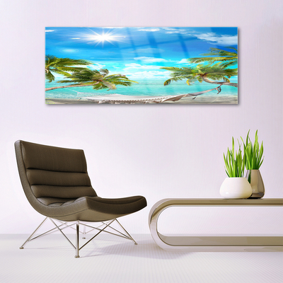 Skleneny obraz Tropické palmy hamaka pláž