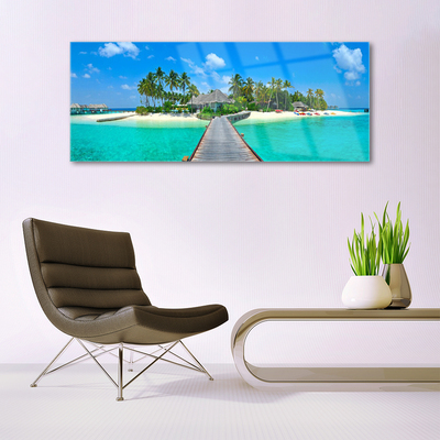 Skleneny obraz Tropická pláž palmy