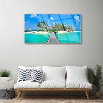 Skleneny obraz Tropická pláž palmy