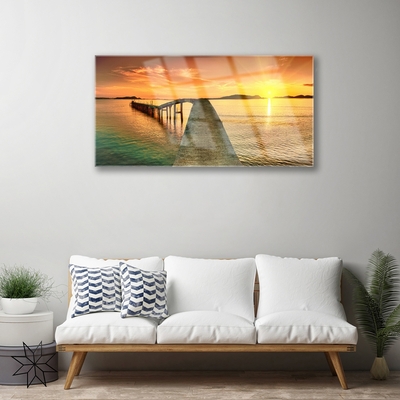 Skleneny obraz More slnko most krajina