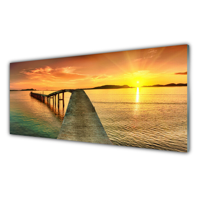 Skleneny obraz More slnko most krajina