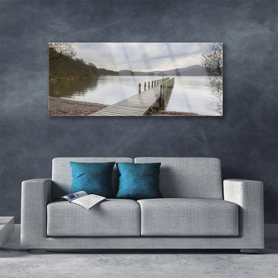 Skleneny obraz Jazero architektúra most