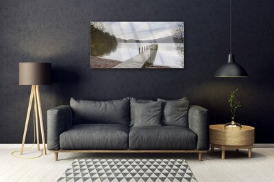 Skleneny obraz Jazero architektúra most