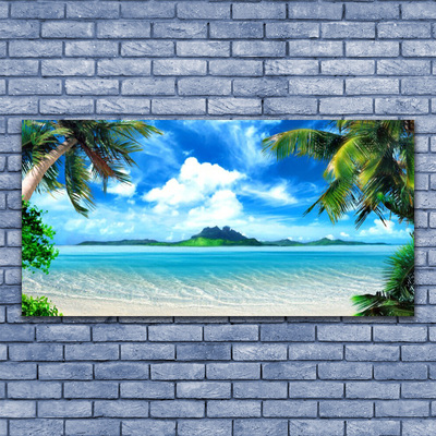 Skleneny obraz Palmy more tropický ostrov