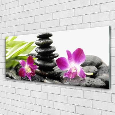 Skleneny obraz Kamene zen kúpele orchidea