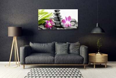 Skleneny obraz Kamene zen kúpele orchidea