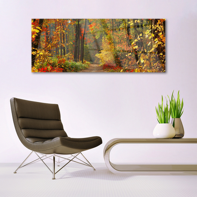 Skleneny obraz Les príroda jeseň