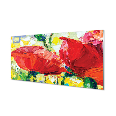 Nástenný panel  červené kvety