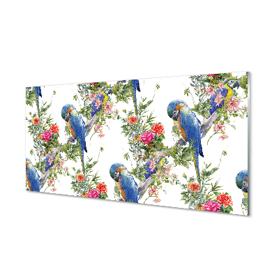Nástenný panel  Vtáky na vetve s kvetinami